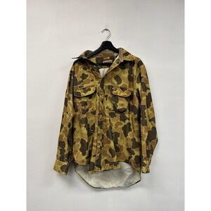 Remington Camo Brown Shirt Mens Medium Duck Hunter Outdoor Long Sleeve Hunting
